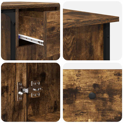 Desk Smoked Oak 141x141x75 cm Engineered Wood