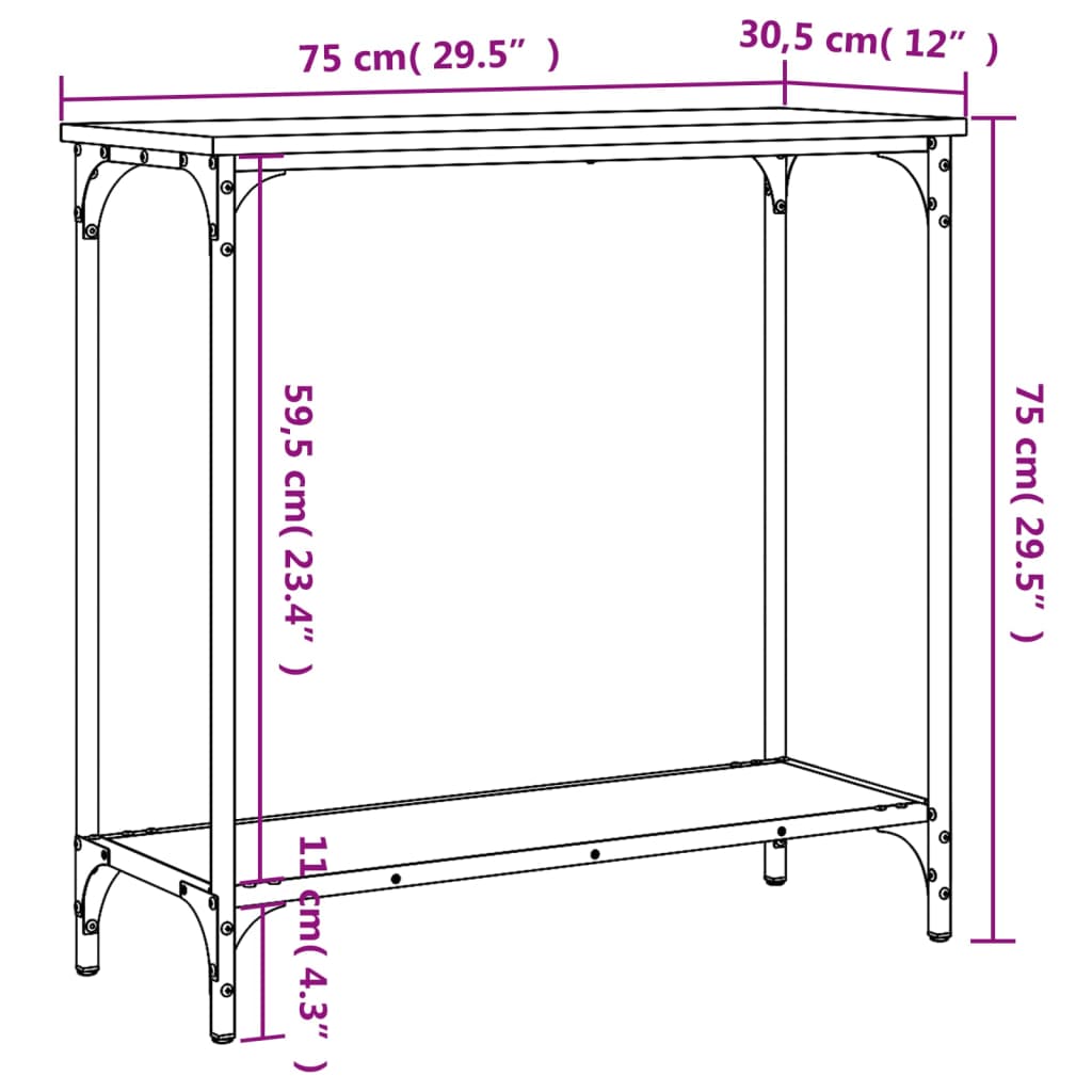 Console Table Smoked Oak 75x30.5x75 cm Engineered Wood
