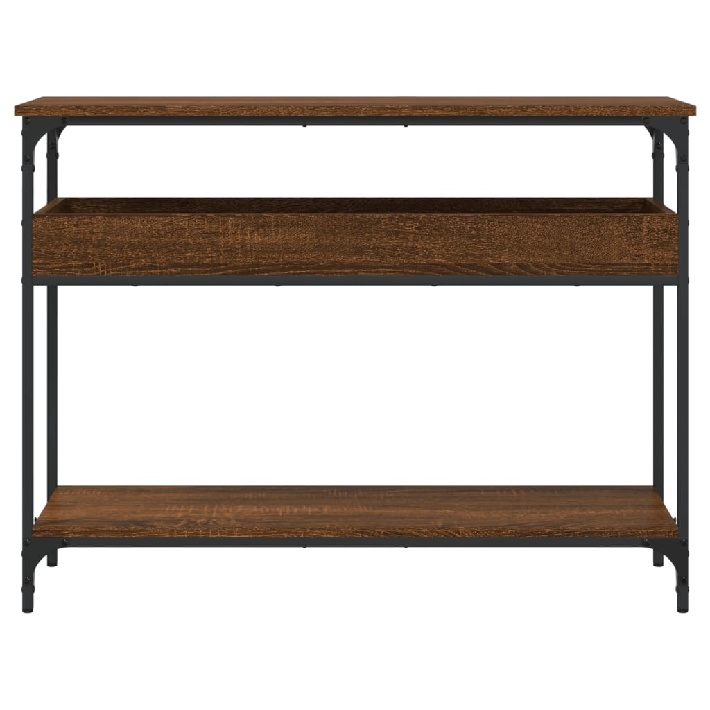 Console Table with Shelf Brown Oak 100x29x75cm Engineered Wood