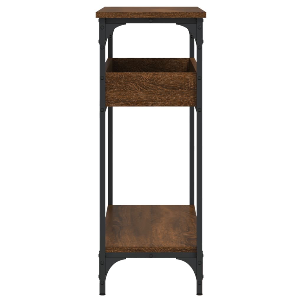 Console Table with Shelf Brown Oak 100x29x75cm Engineered Wood