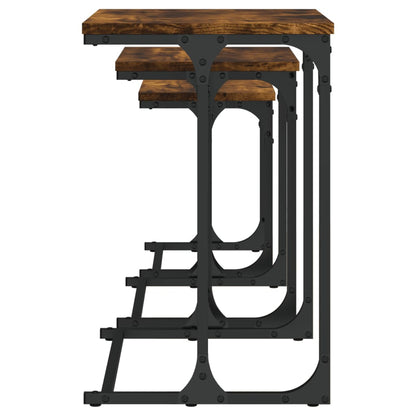 Nesting Coffee Tables 3 pcs Smoked Oak Engineered Wood