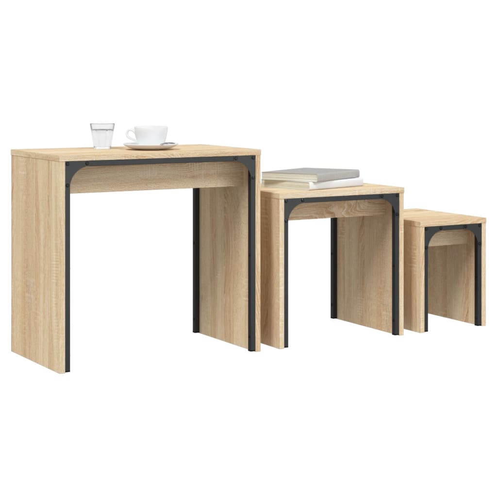 Nesting Coffee Tables 3 pcs Sonoma Oak Engineered Wood