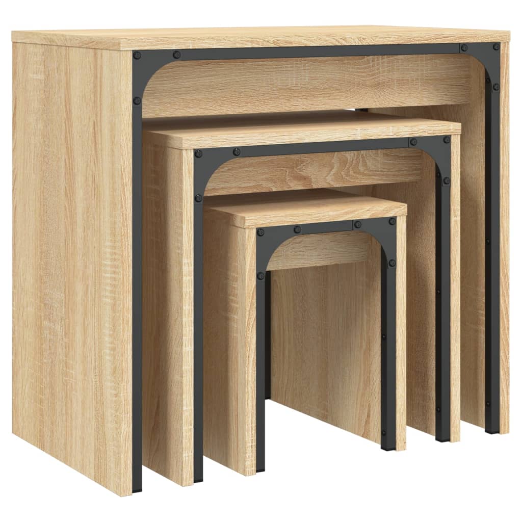 Nesting Coffee Tables 3 pcs Sonoma Oak Engineered Wood
