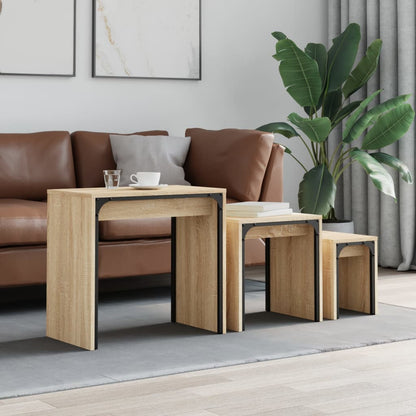 Nesting Coffee Tables 3 pcs Sonoma Oak Engineered Wood
