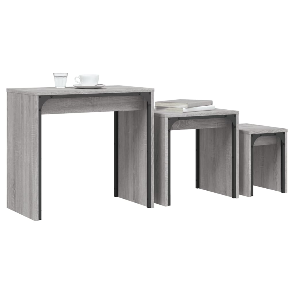 Nesting Coffee Tables 3 pcs Grey Sonoma Engineered Wood