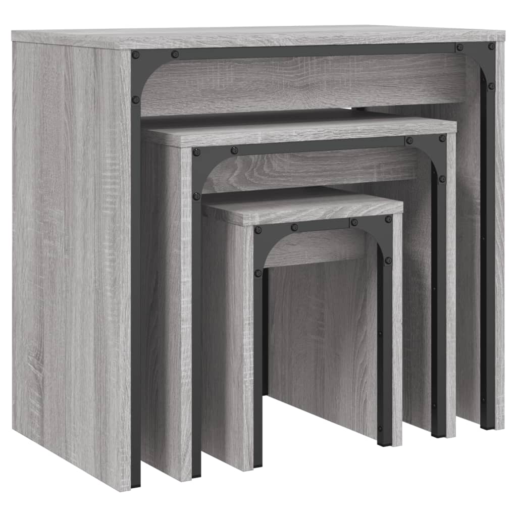 Nesting Coffee Tables 3 pcs Grey Sonoma Engineered Wood