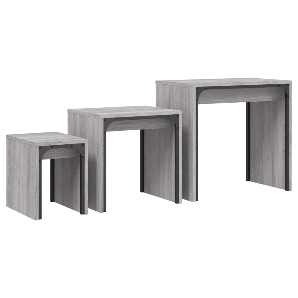 Nesting Coffee Tables 3 pcs Grey Sonoma Engineered Wood