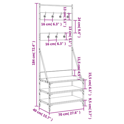 Clothes Rack with Shoe Storage Brown Oak 70x40x184 cm
