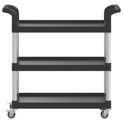3-Tier Trolley Black 77x34x72 cm Aluminium