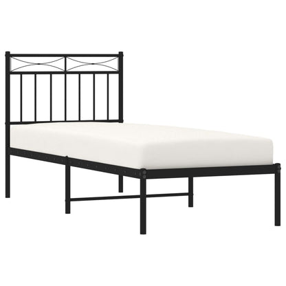 Metal Bed Frame without Mattress with Headboard Black 80x200cm