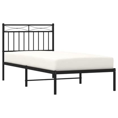 Metal Bed Frame without Mattress with Headboard Black 90x200cm
