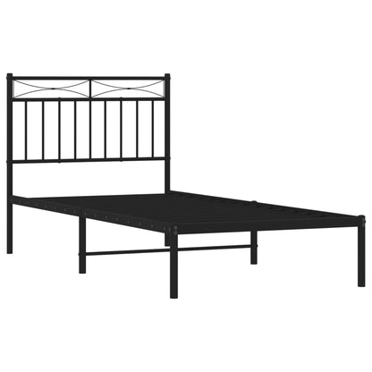 Metal Bed Frame without Mattress with Headboard Black 90x200cm