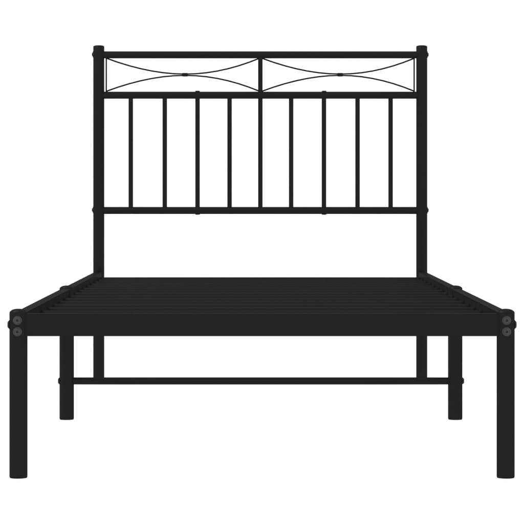 Metal Bed Frame without Mattress with Headboard Black 90x200cm