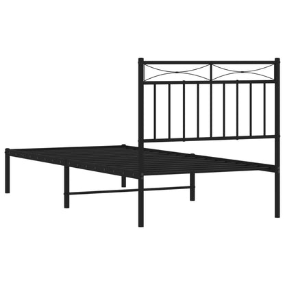 Metal Bed Frame without Mattress with Headboard Black 90x200cm