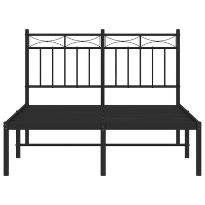 Metal Bed Frame without Mattress with Headboard Black 120x190cm