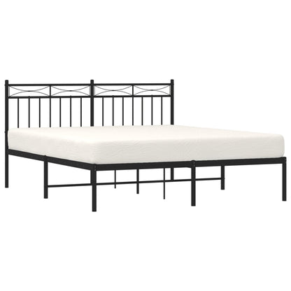Metal Bed Frame without Mattress with Headboard Black 160x200cm