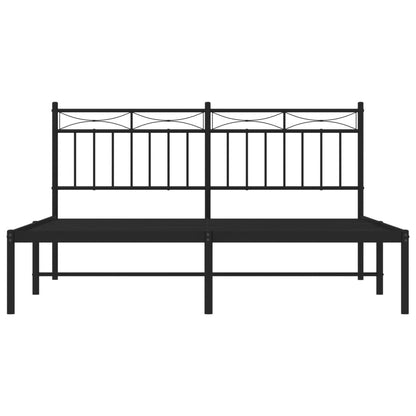 Metal Bed Frame without Mattress with Headboard Black 160x200cm
