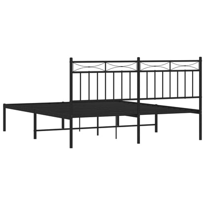 Metal Bed Frame without Mattress with Headboard Black 160x200cm