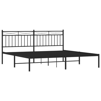 Metal Bed Frame without Mattress with Headboard Black 180x200cm