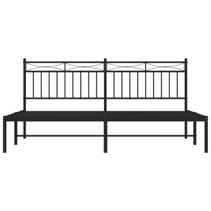 Metal Bed Frame without Mattress with Headboard Black 180x200cm