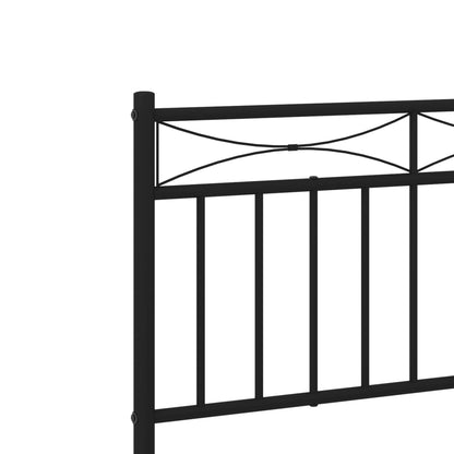 Metal Bed Frame without Mattress with Headboard Black 180x200cm