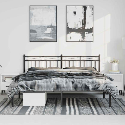 Metal Bed Frame without Mattress with Headboard Black 193x203cm