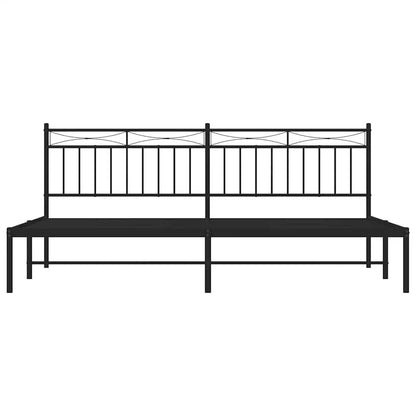 Metal Bed Frame without Mattress with Headboard Black 193x203cm