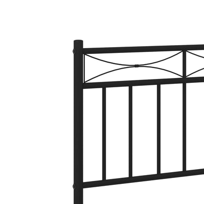 Metal Bed Frame without Mattress with Footboard Black 75x190cm