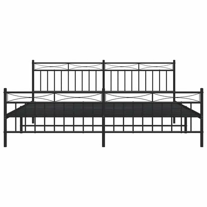 Metal Bed Frame without Mattress with Footboard Black 193x203cm