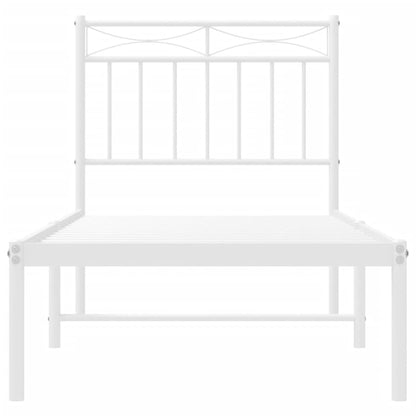 Metal Bed Frame without Mattress with Headboard White 80x200cm