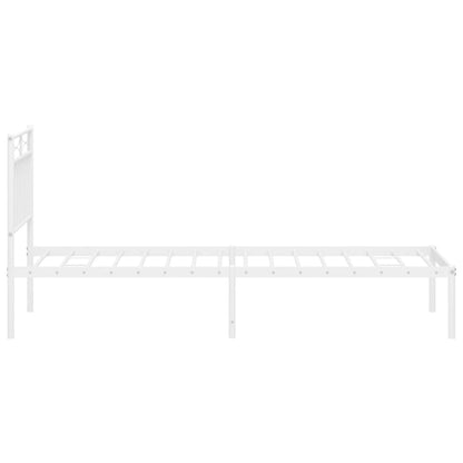 Metal Bed Frame without Mattress with Headboard White 80x200cm