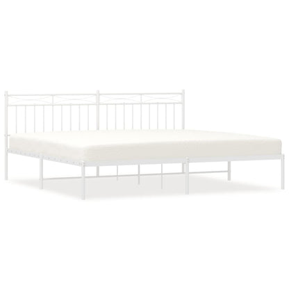 Metal Bed Frame without Mattress with Headboard White 200x200cm