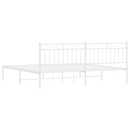Metal Bed Frame without Mattress with Headboard White 200x200cm