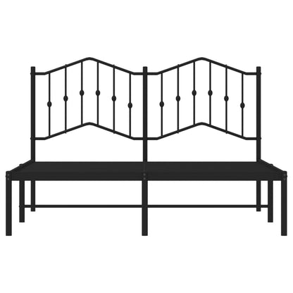 Metal Bed Frame without Mattress with Headboard Black 140x200cm