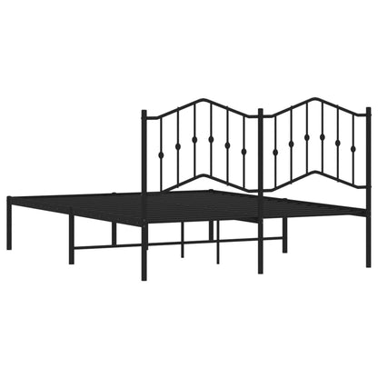 Metal Bed Frame without Mattress with Headboard Black 140x200cm