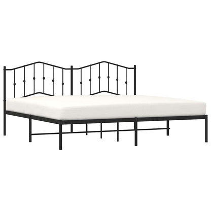 Metal Bed Frame without Mattress with Headboard Black 193x203cm