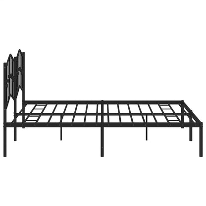 Metal Bed Frame without Mattress with Headboard Black 193x203cm