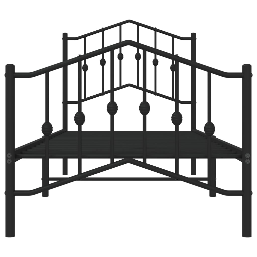 Metal Bed Frame without Mattress with Footboard Black 80x200cm