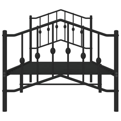 Metal Bed Frame without Mattress with Footboard Black 80x200cm