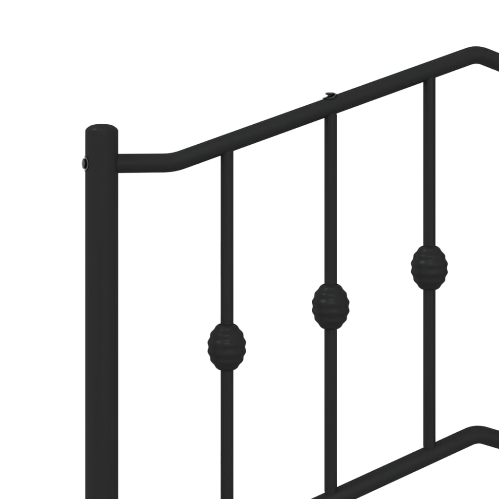 Metal Bed Frame without Mattress with Footboard Black 80x200cm