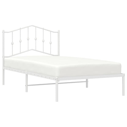 Metal Bed Frame without Mattress with Headboard White 100x190cm
