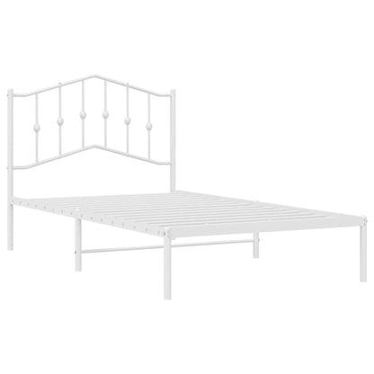Metal Bed Frame without Mattress with Headboard White 100x190cm