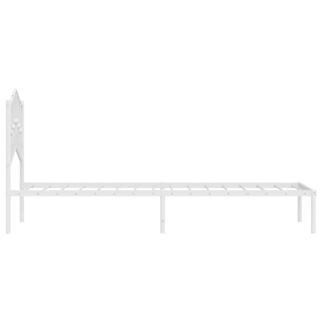Metal Bed Frame without Mattress with Headboard White 100x190cm
