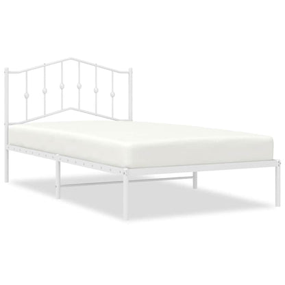 Metal Bed Frame without Mattress with Headboard White 100x200cm