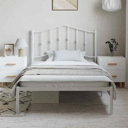 Metal Bed Frame without Mattress with Headboard White 100x200cm