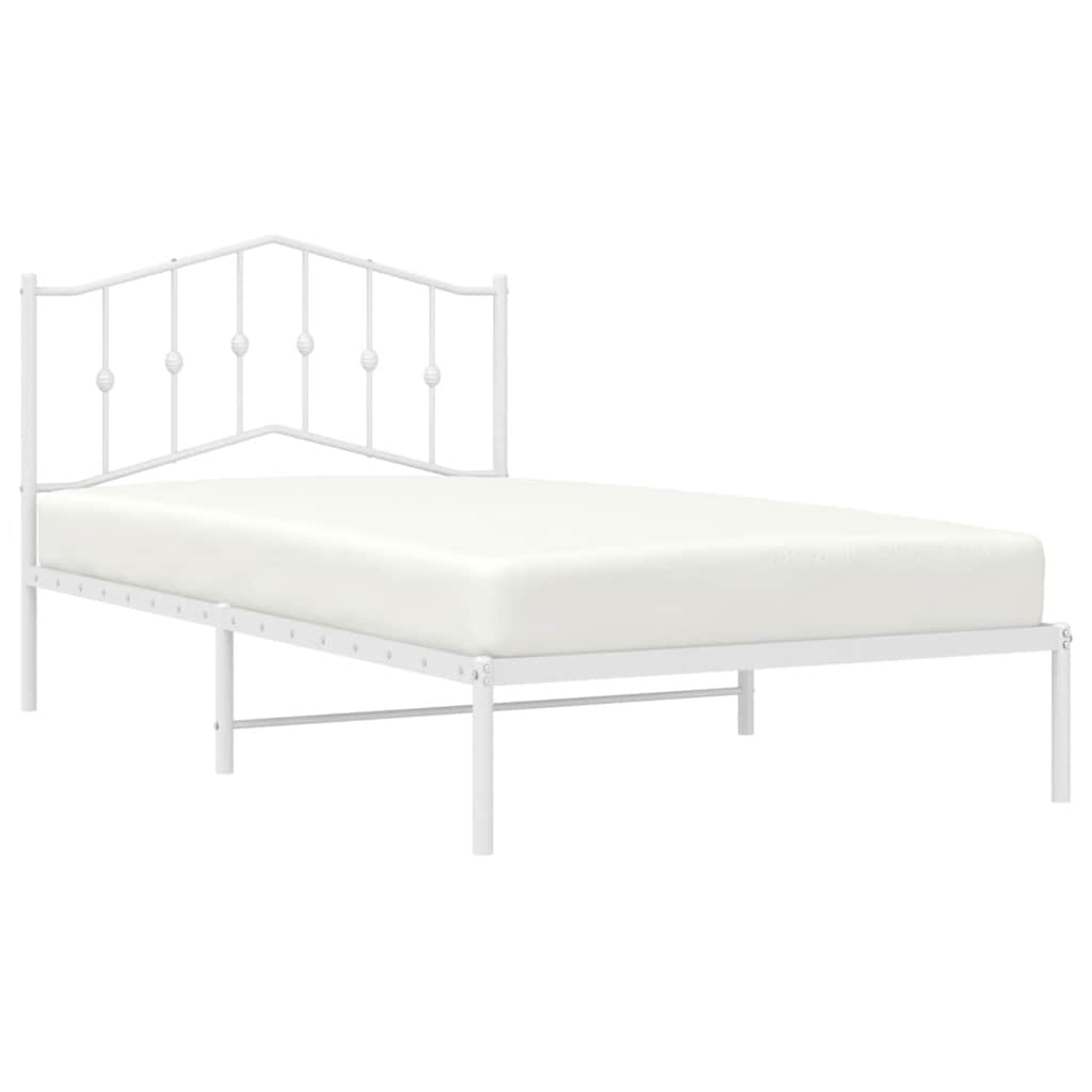 Metal Bed Frame without Mattress with Headboard White 100x200cm