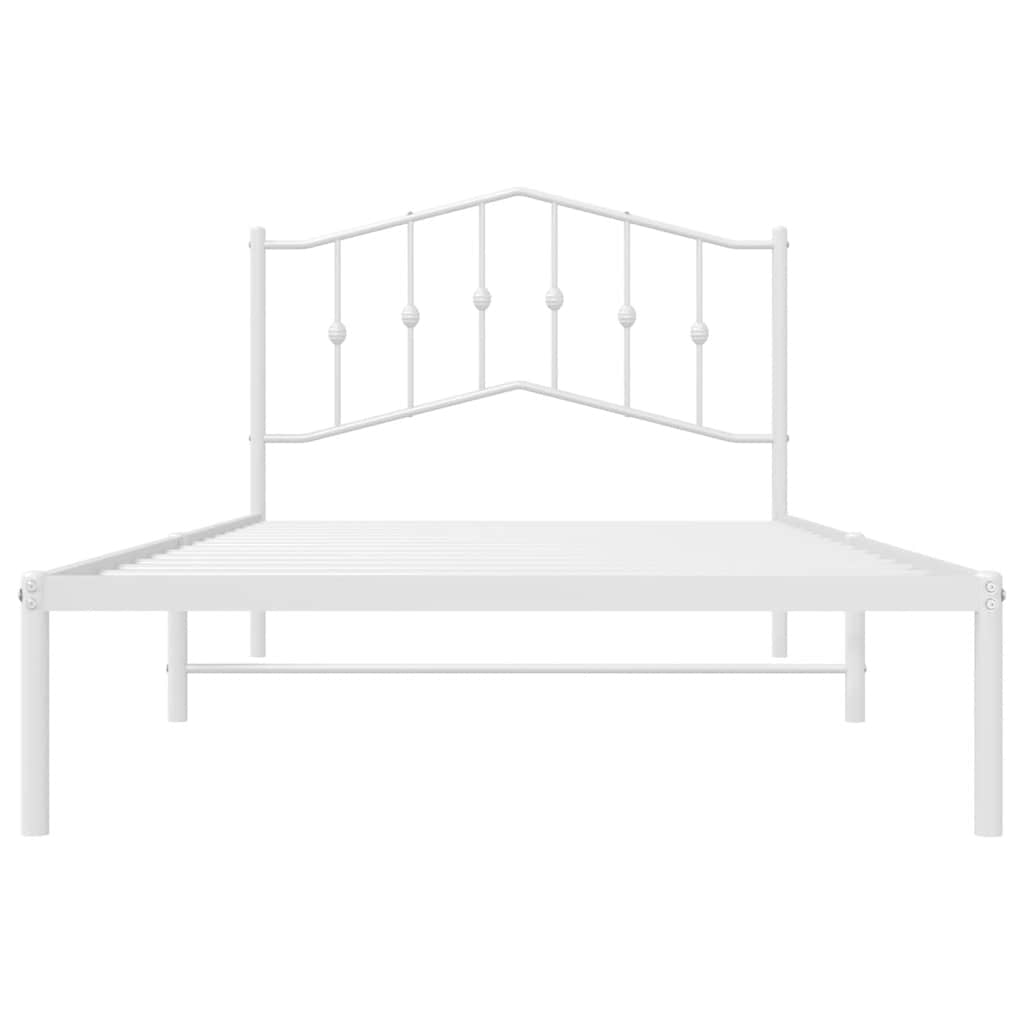 Metal Bed Frame without Mattress with Headboard White 100x200cm
