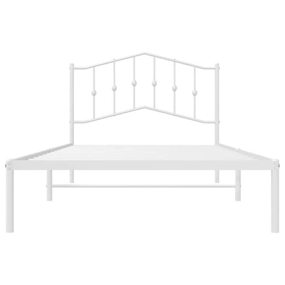 Metal Bed Frame without Mattress with Headboard White 100x200cm