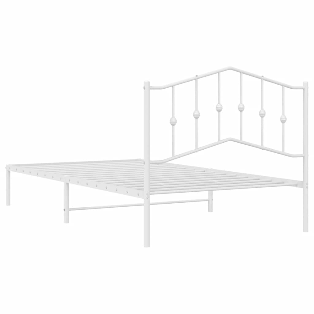 Metal Bed Frame without Mattress with Headboard White 100x200cm