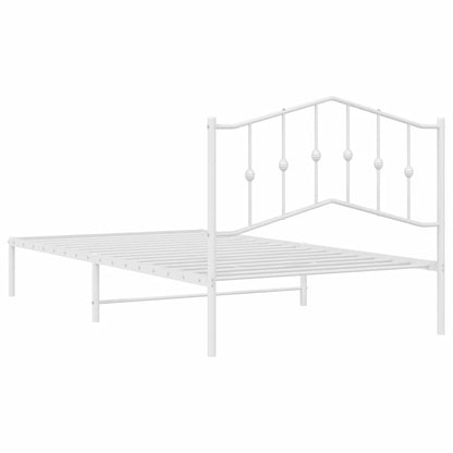 Metal Bed Frame without Mattress with Headboard White 100x200cm